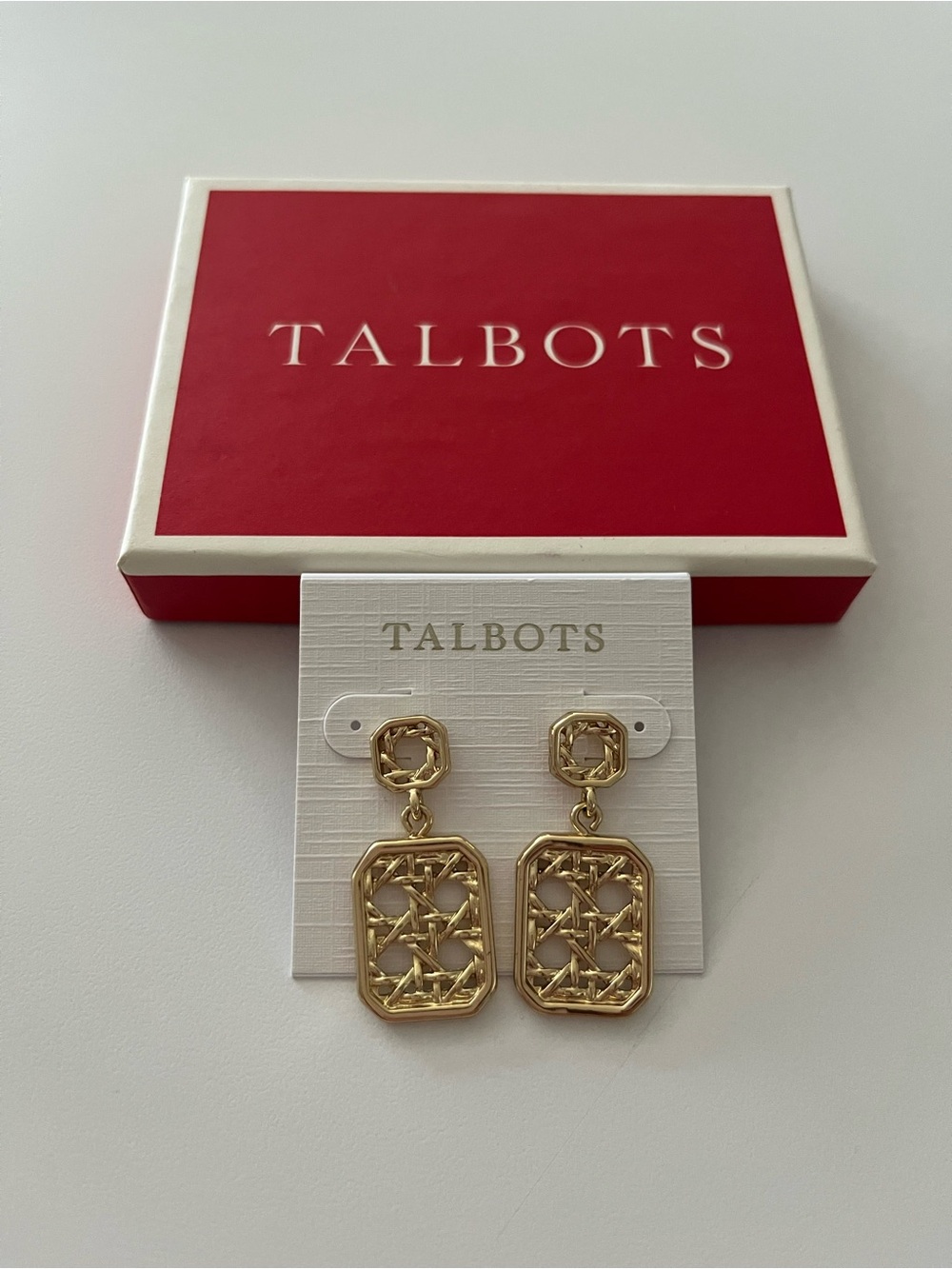 Talbots Gold Rattan Texture Drop Earrings - Picture 5 of 7